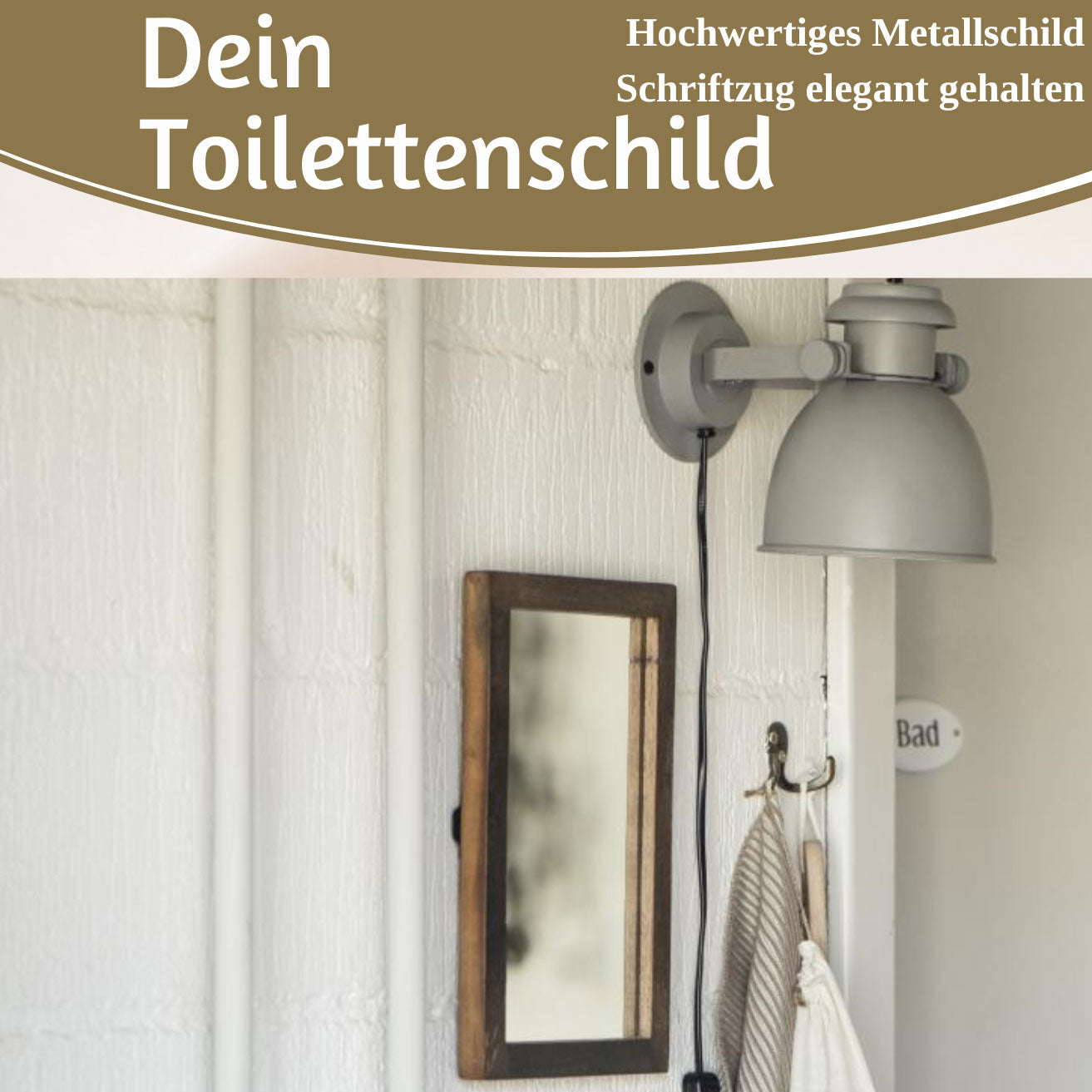 LS-LebenStil Möbel & Wohnen Türschild Metall Bad Weiß 9x5,5cm