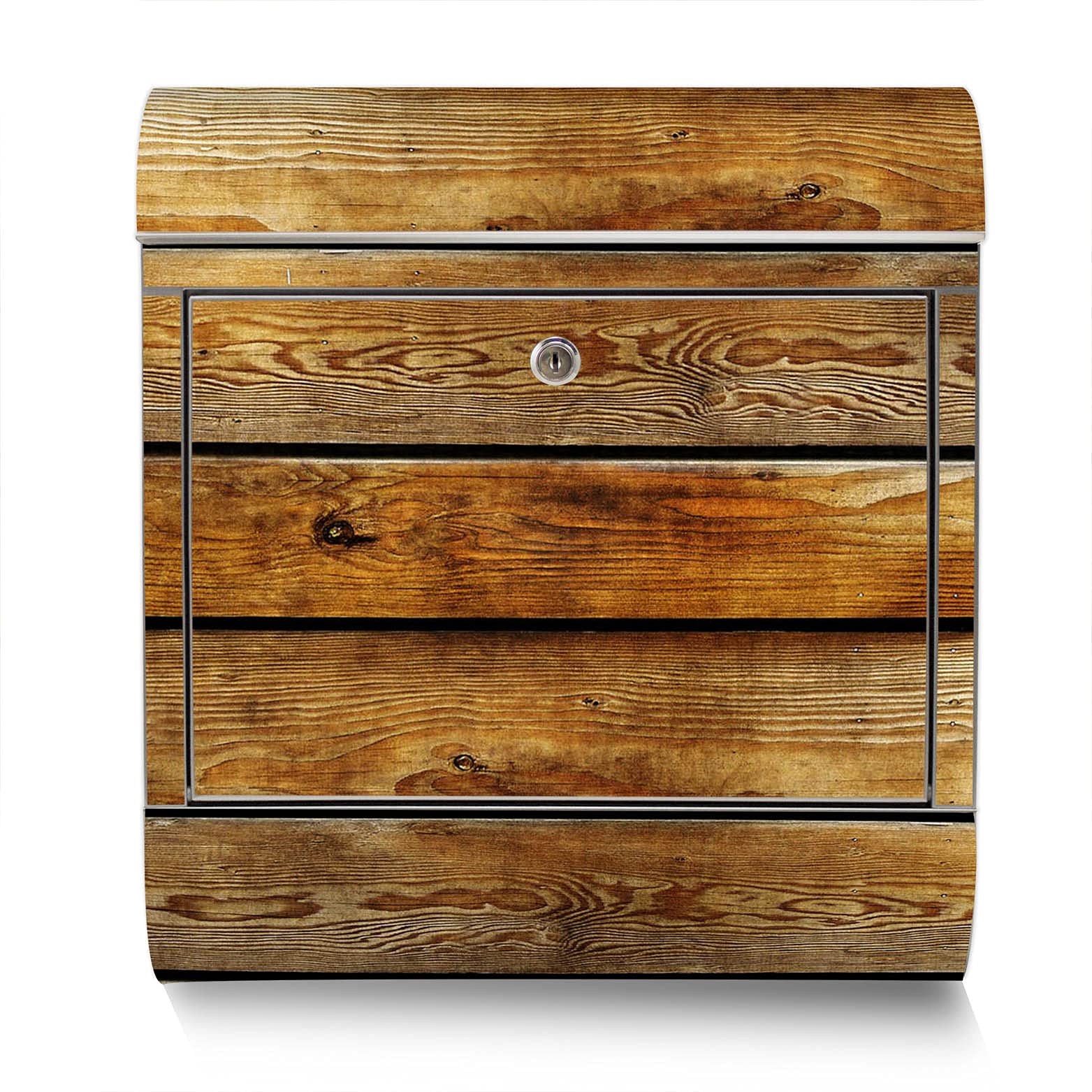 Banjado Briefkasten Holzbretter Standbriefkasten silber A4
