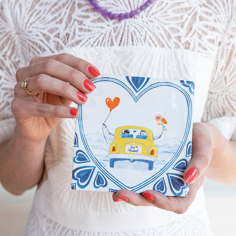 Storytiles Delft Blue Just married off we go Wandfliese S 10x10 cm