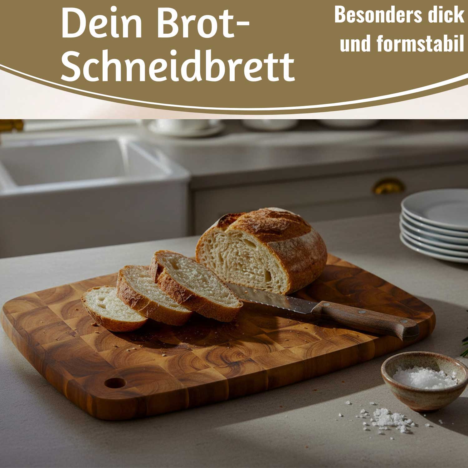 LS-LebenStil Küche & Haushalt Schneidebrett Akazie 40cm Stirnholz
