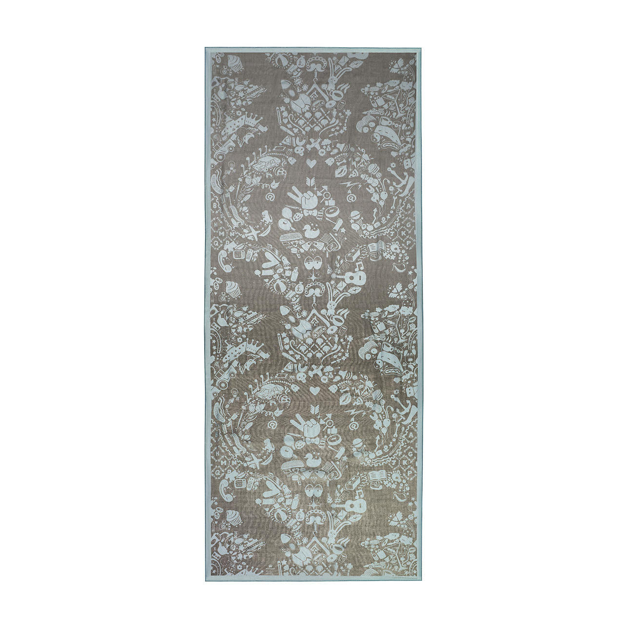 Mineheart New World Damask Schal Grau Blau Seide 70x170