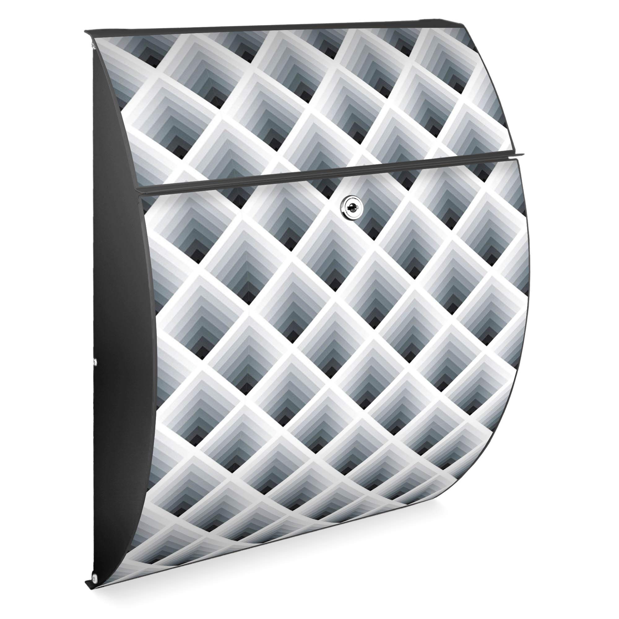 Banjado Riviera Briefkasten Anthrazit Raster 3D Grau A4