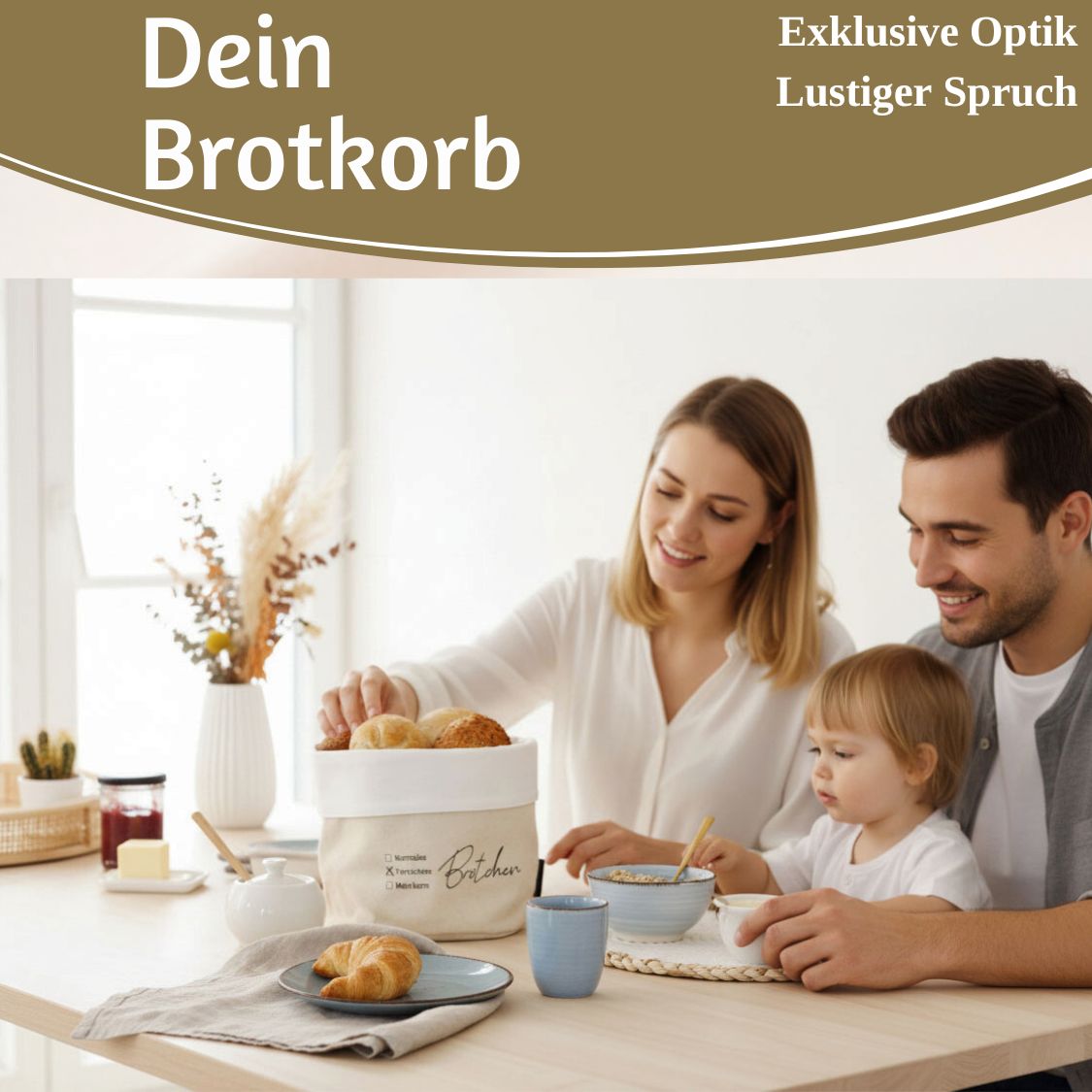 LS-LebenStil Design Brotkorb Stoff 20x16cm Verrücktes Brötchen