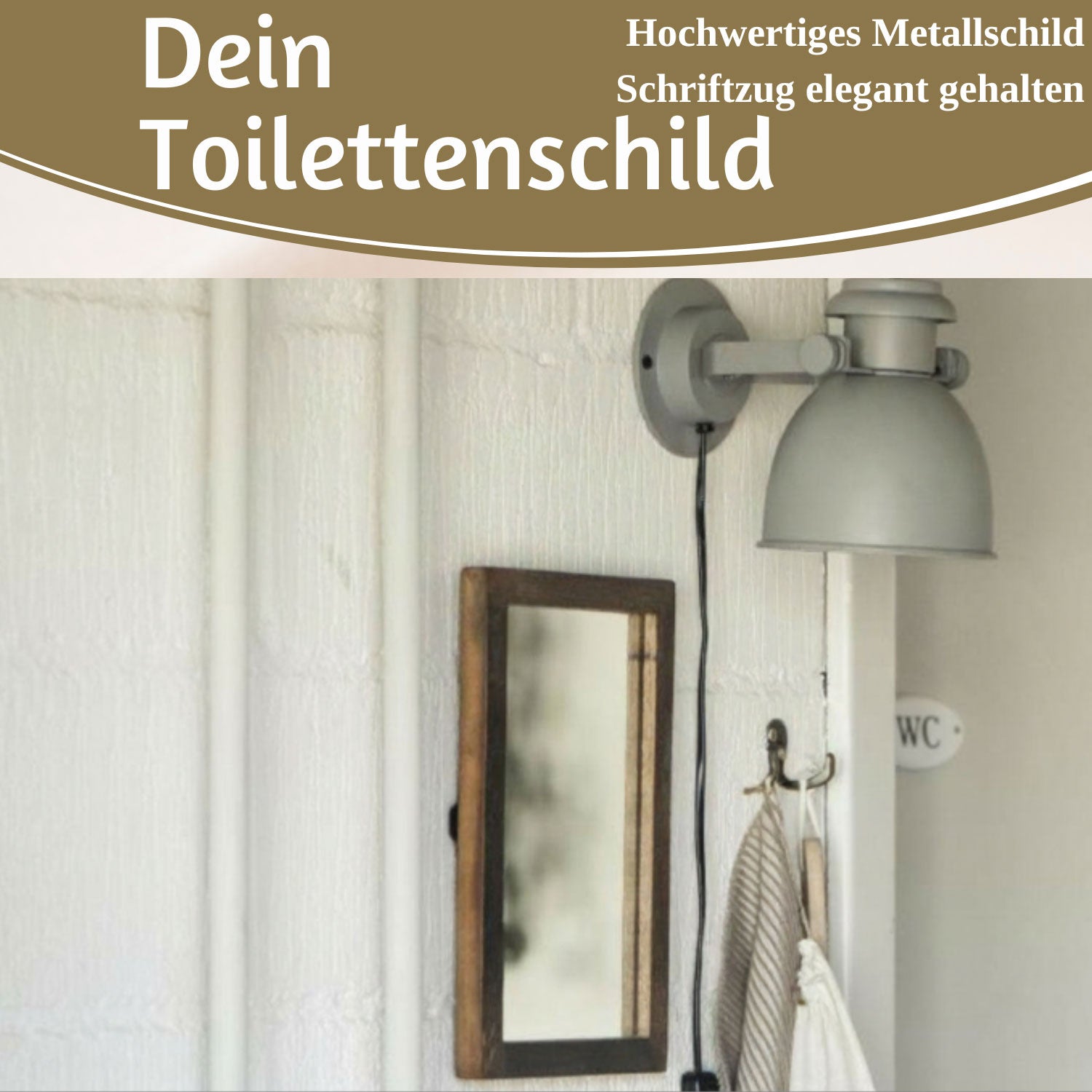 LS-LebenStil Vintage Metall Türschild WC 9x5,5cm Weiß