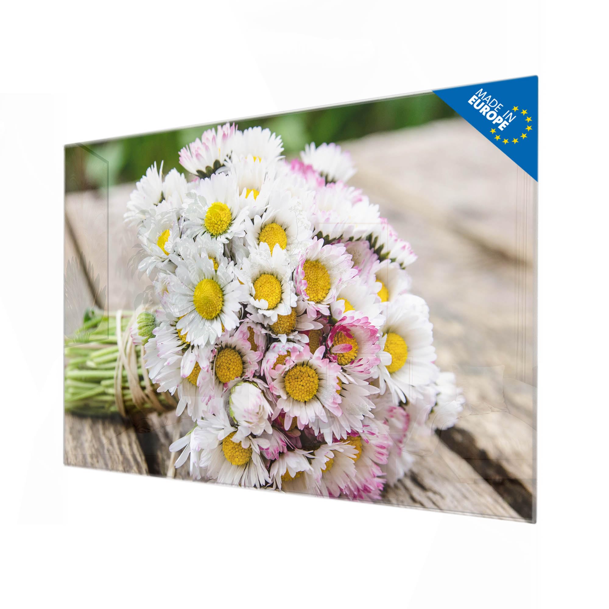 Banjado Magnettafel Strauß Gänseblümchen Magnetboard 80x120 cm Glas