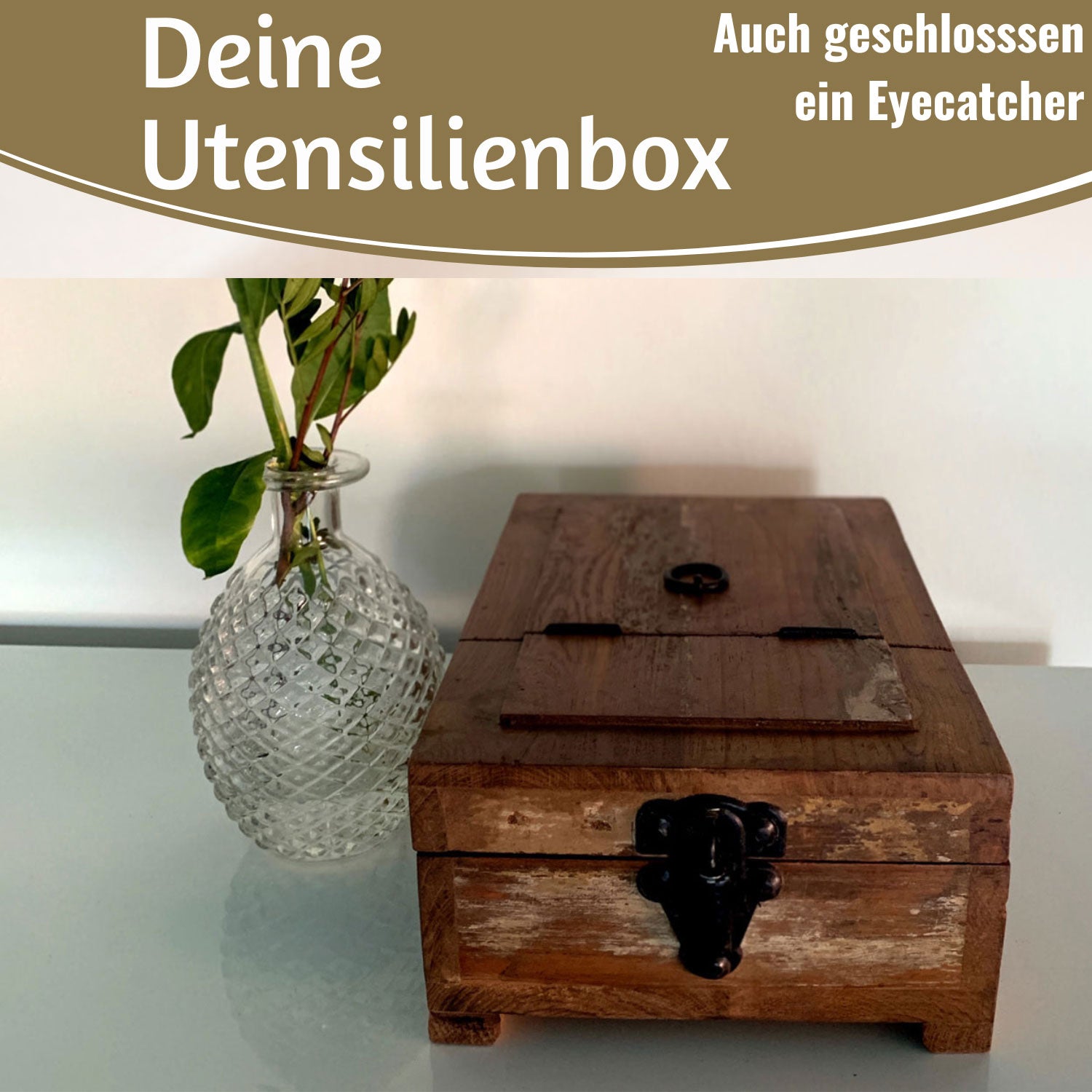 LS-LebenStil Barber Utensilienbox Teak 22cm Schmuckschatulle