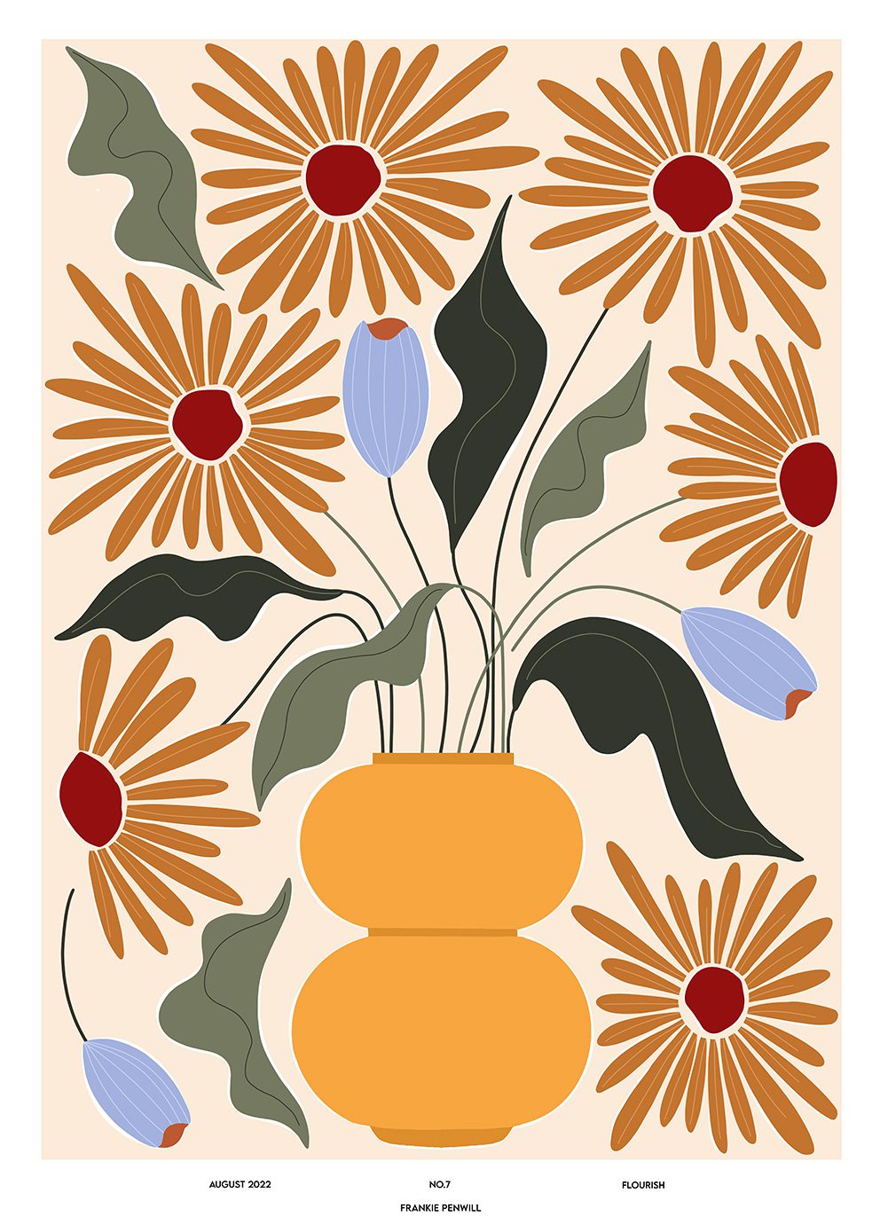 The Poster Club Art Prints Flourish Poster A4 Orange