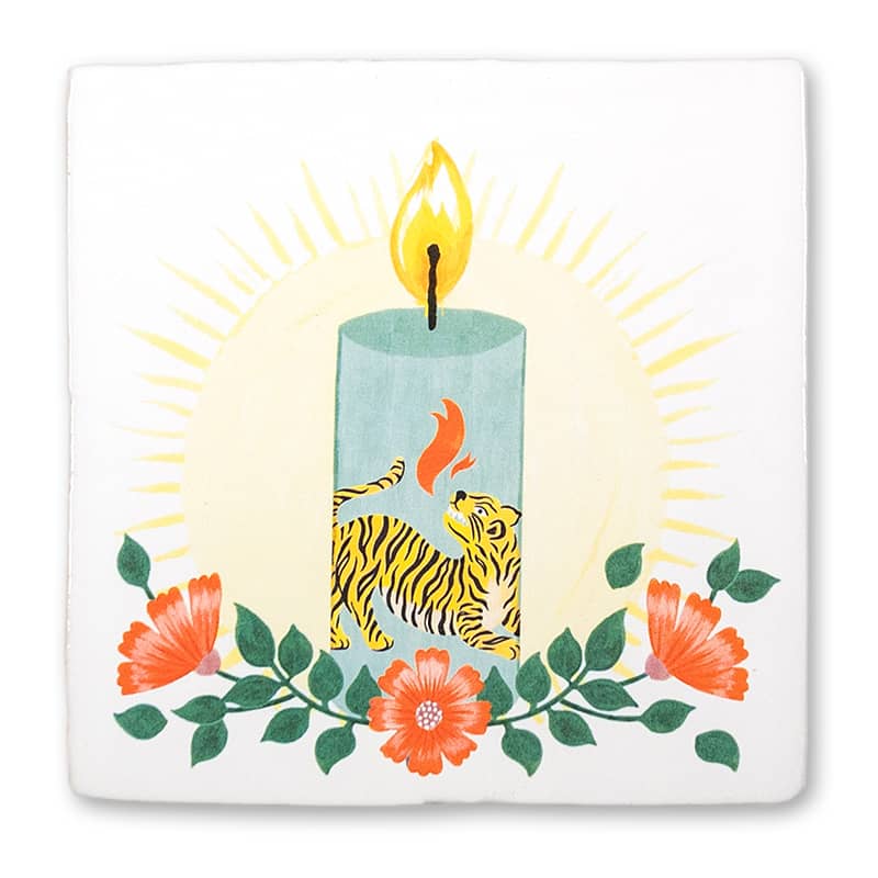 StoryTiles Delft Blue Licht geeft kracht Fliese S 10x10 cm Kerze