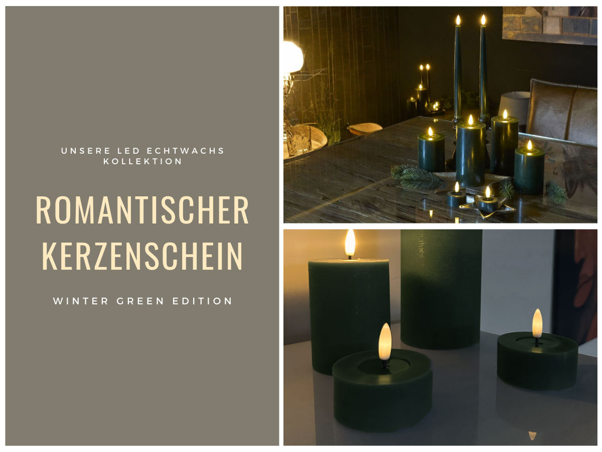 LS-LebenStil Ribe LED Teelichter Grün 6,8cm Echtwachs 2er