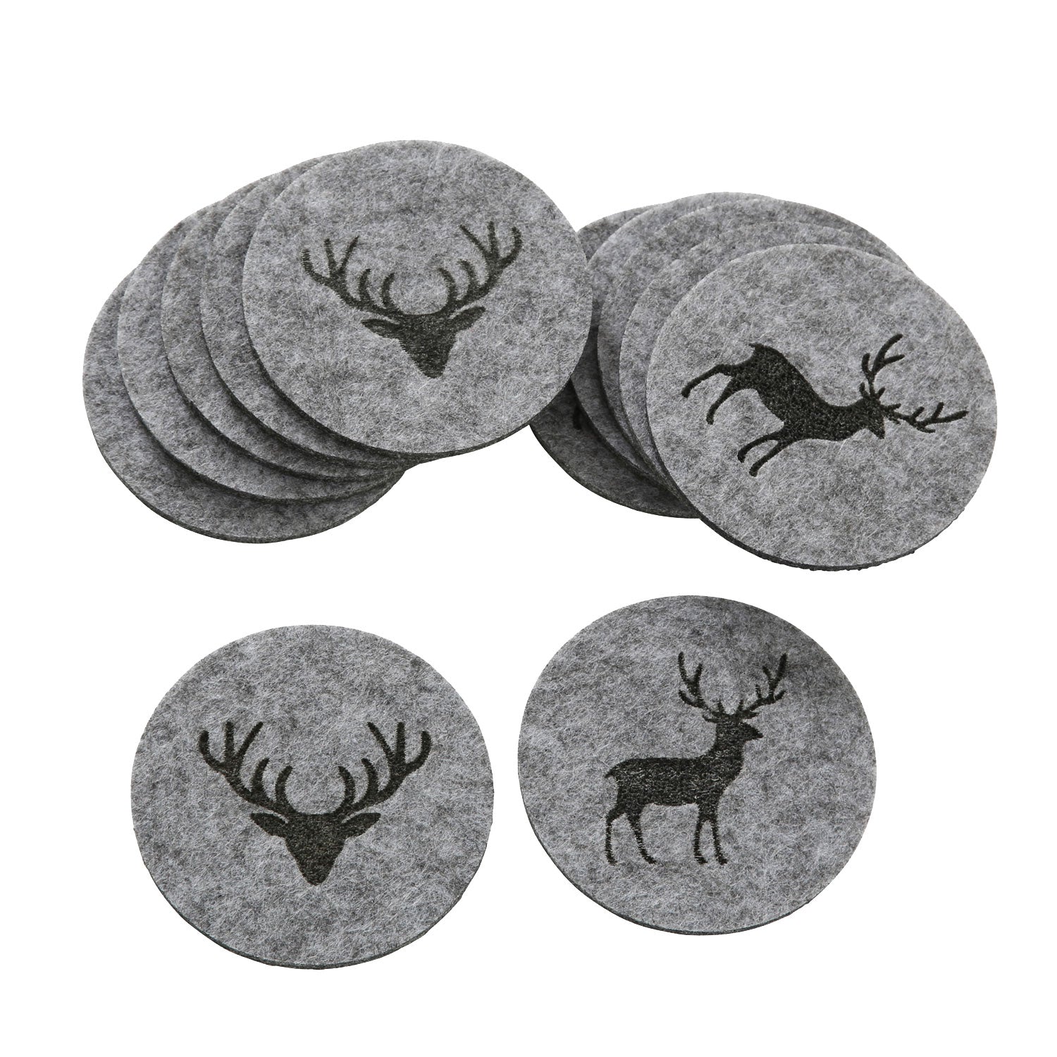 LS-LebenStil Küche Glasuntersetzer Filz Hirsch Grau 6x 10cm Rund
