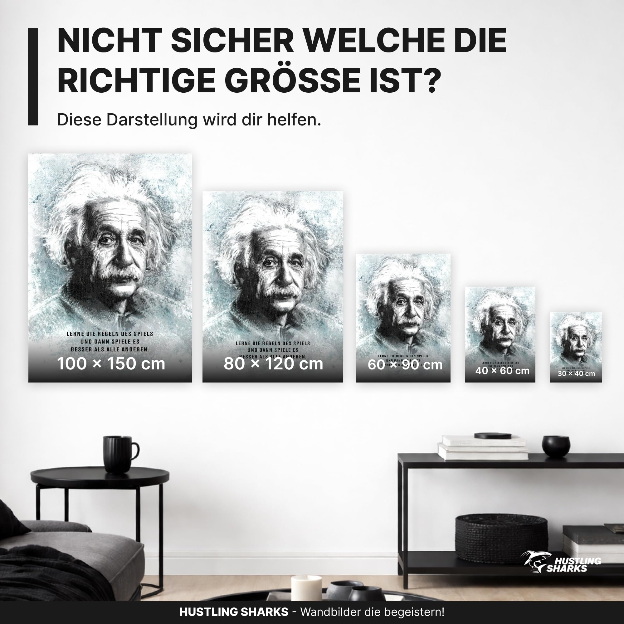 Hustling Sharks Wandbild Spiel um zu gewinnen Leinwand 30x40 cm