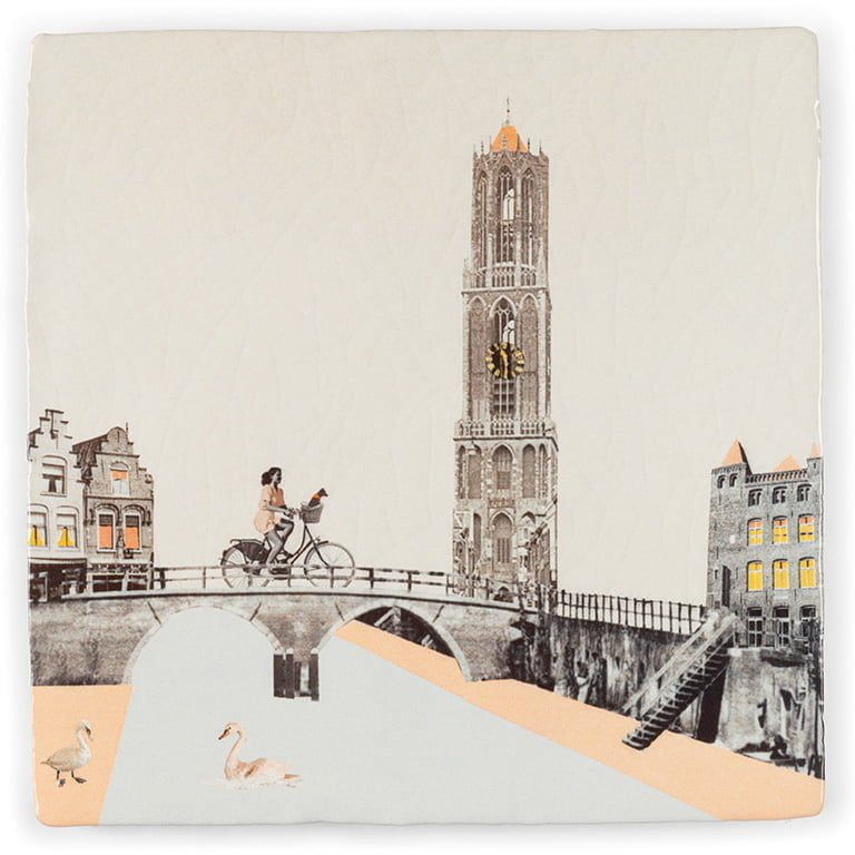 Storytiles Delft Blue Aan de Utrechtse grachten Fliese S 10x10 cm Stadt