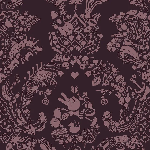 Mineheart New World Damask Tapete Rolle rosa Ornament