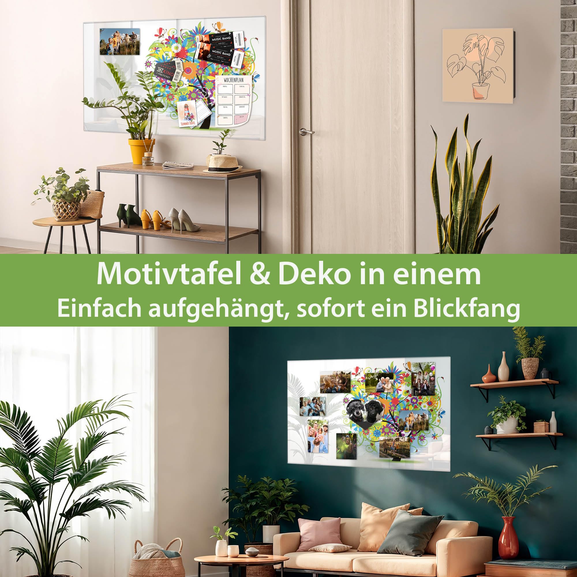 Banjado Magnettafel Märchenzauberbaum Magnetboard 120x80 Blumen