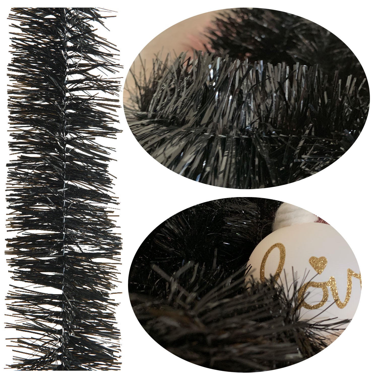 LS-LebenStil Brillant Weihnachts-Girlande 270cm Schwarz Glänzend