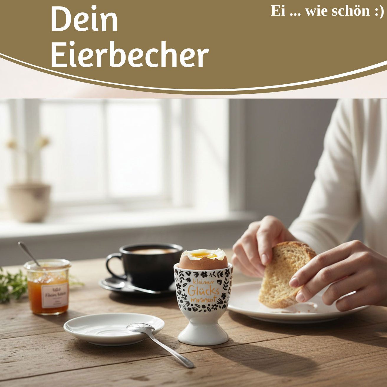 LS-LebenStil Küche & Haushalt Eierbecher Gold kleiner Glücksmoment