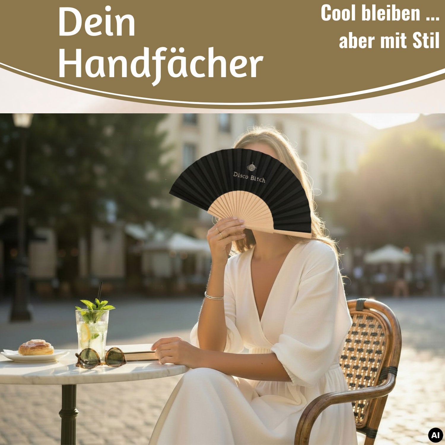 LS-LebenStil Shopper & Taschen Handfächer Disco Bitch 23x42cm