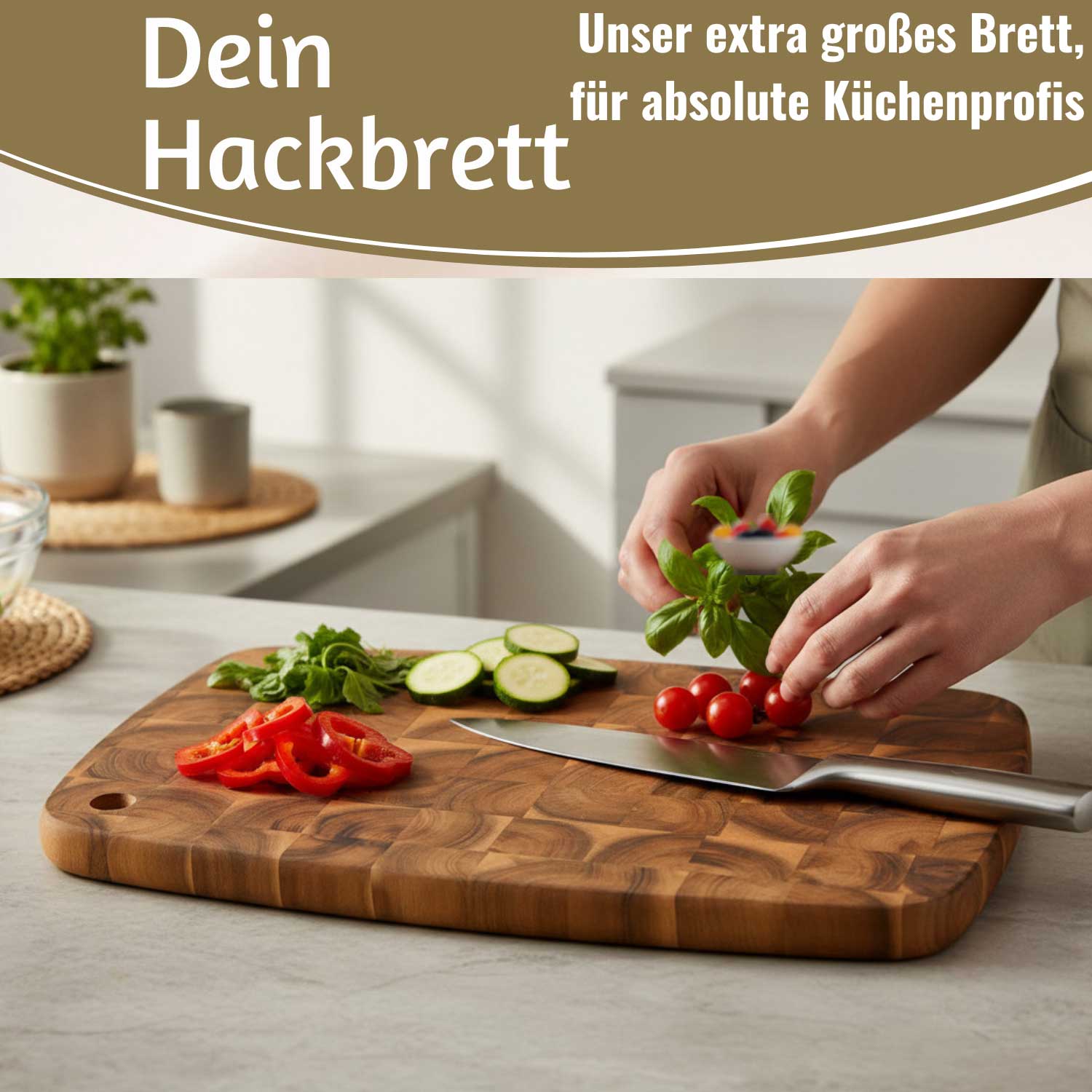 LS-LebenStil Küche Haushalt Stirnholz Schneidebrett 32cm