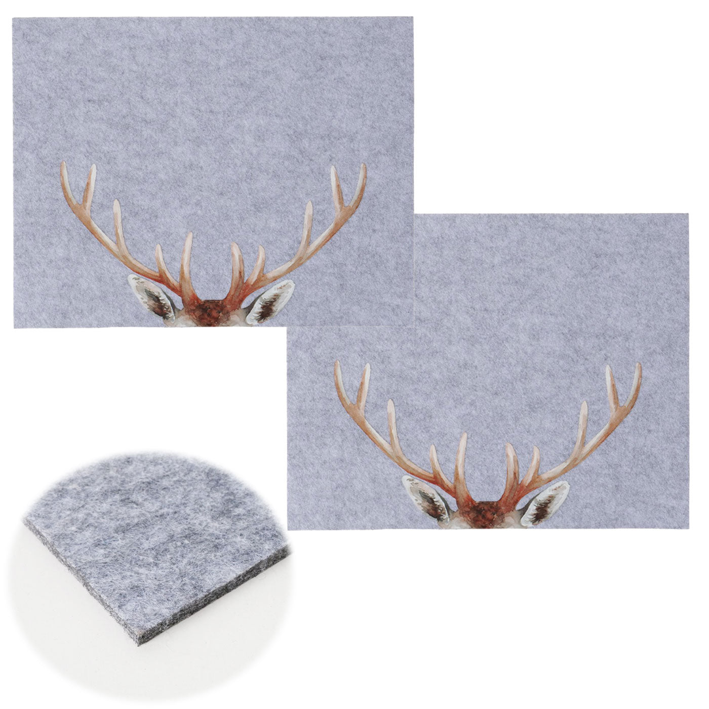 LS-LebenStil Küche & Haushalt Tischset Filz Hirsch Hellgrau 45cm 2er
