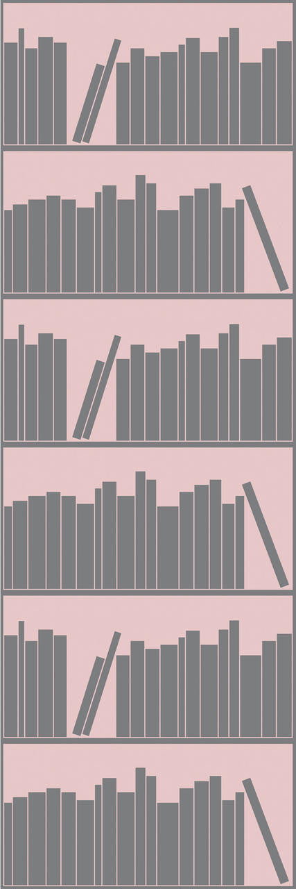 Mineheart Wallpaper Grey Pink Bookshelf Tapete Rolle Grau Rosa