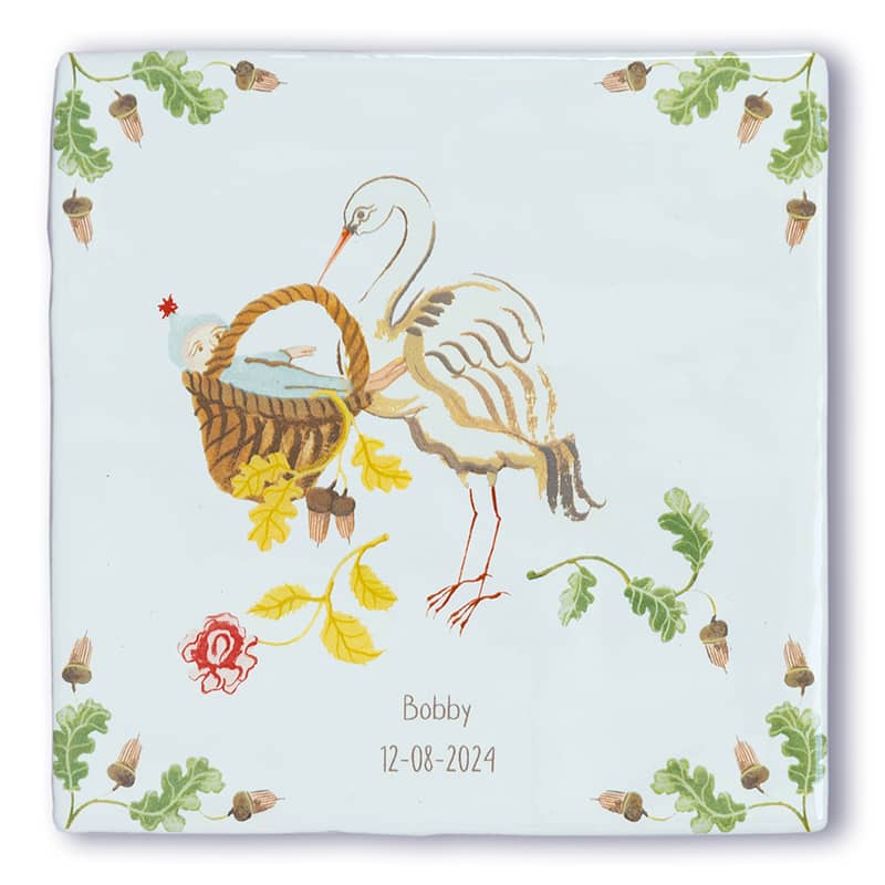 StoryTiles Delft Blue Welkom lief kindje Fliese 10x10 cm Baby