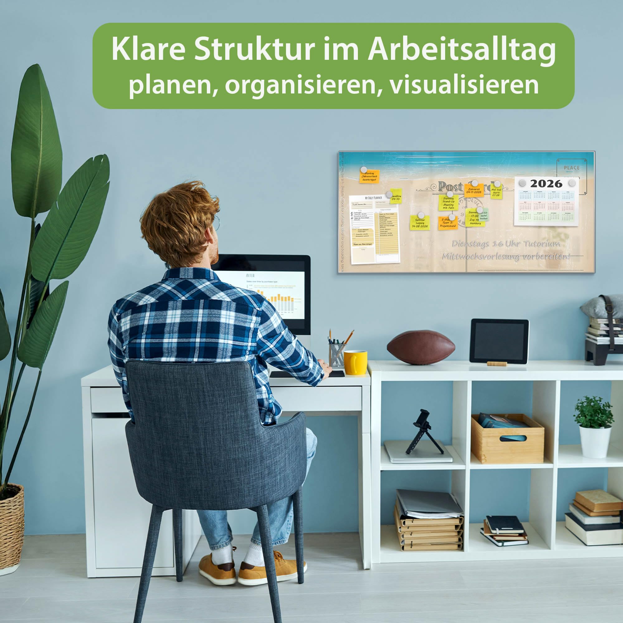 Banjado Magnettafel Postkarte 78x37 cm Metall beschreibbar