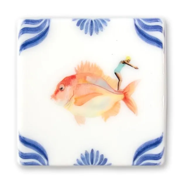 Storytiles Minis Een dappere duik Wandfliese Mini Sprung-Motiv