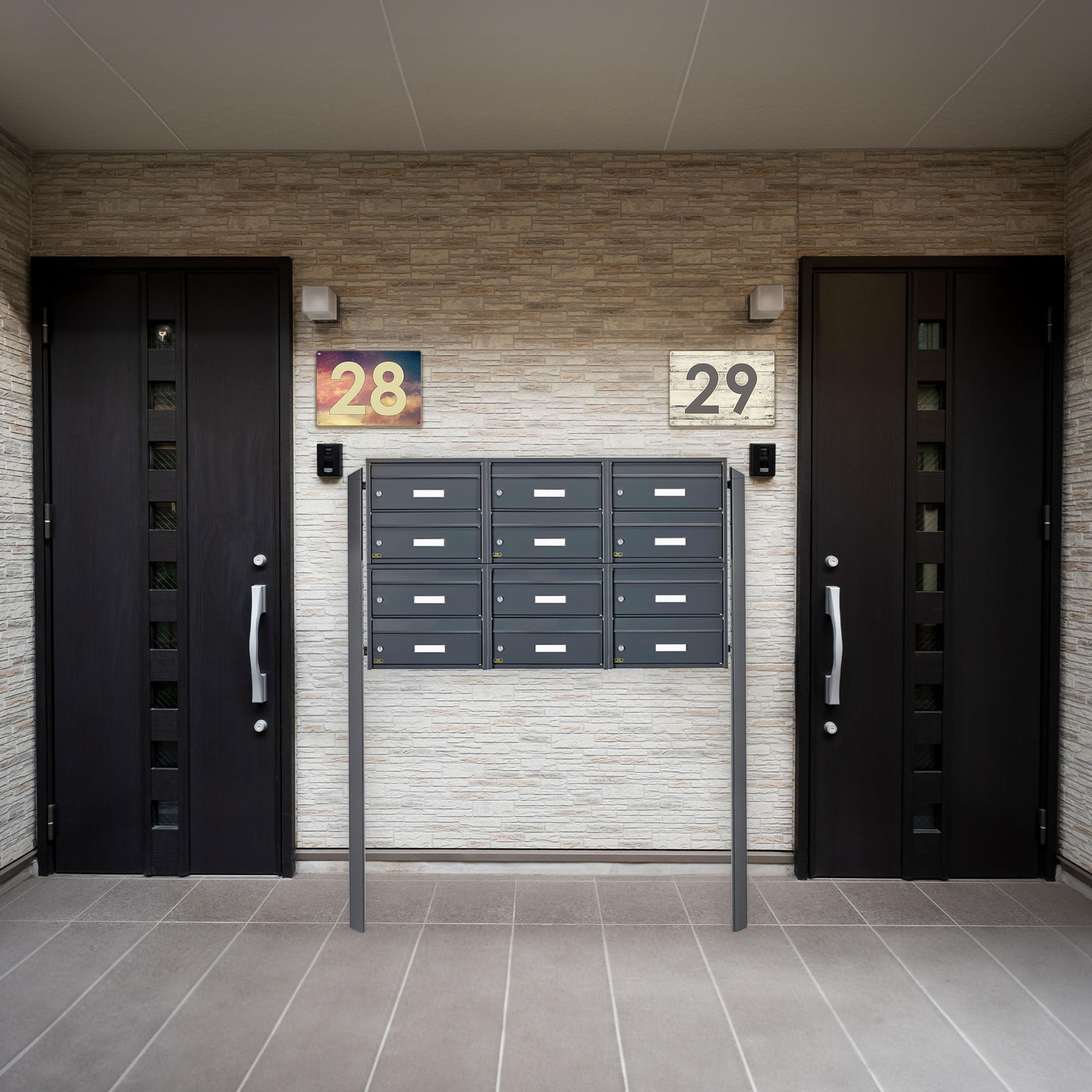 Banjado Briefkasten 12 Parteien Standbriefkasten Anthrazit Namensschild