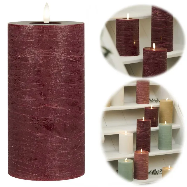 Ib Laursen LED Stumpenkerze Echtwachs 20cm Rot Nyhavn