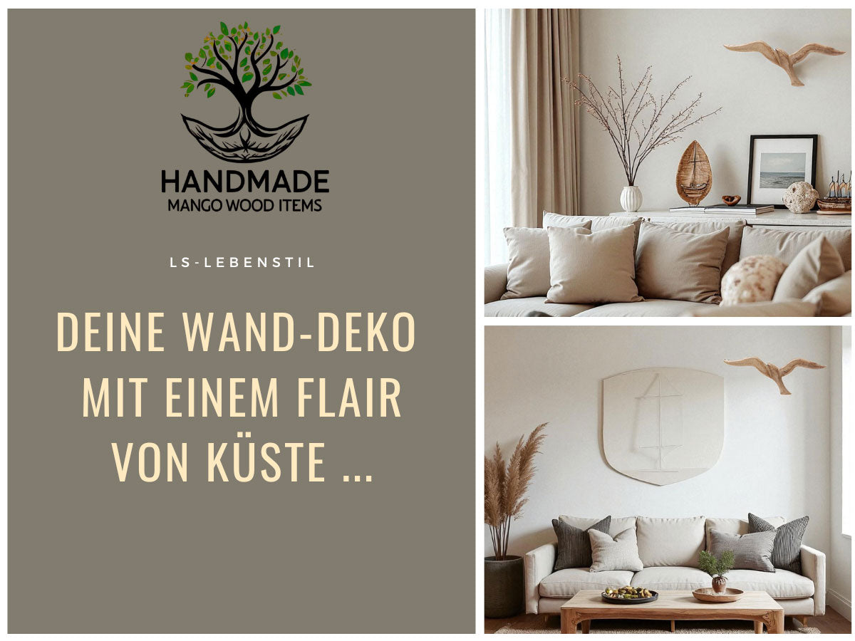 LS-LebenStil Möbel & Wohnen Wand-Möwe Mango Holz 46cm Braun