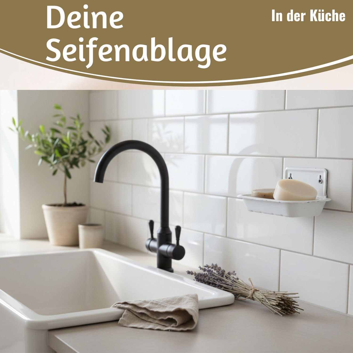 Ib Laursen Seifenschale Emaille weiß 16 cm Wandmontage