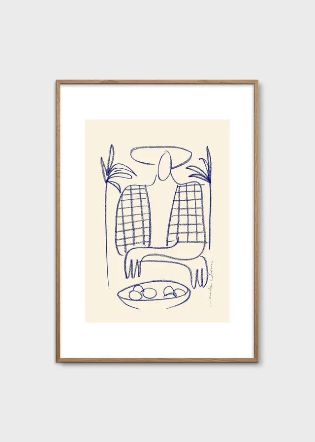 The Poster Club Dimanche Kunstdruck A4 beige blau abstrakt