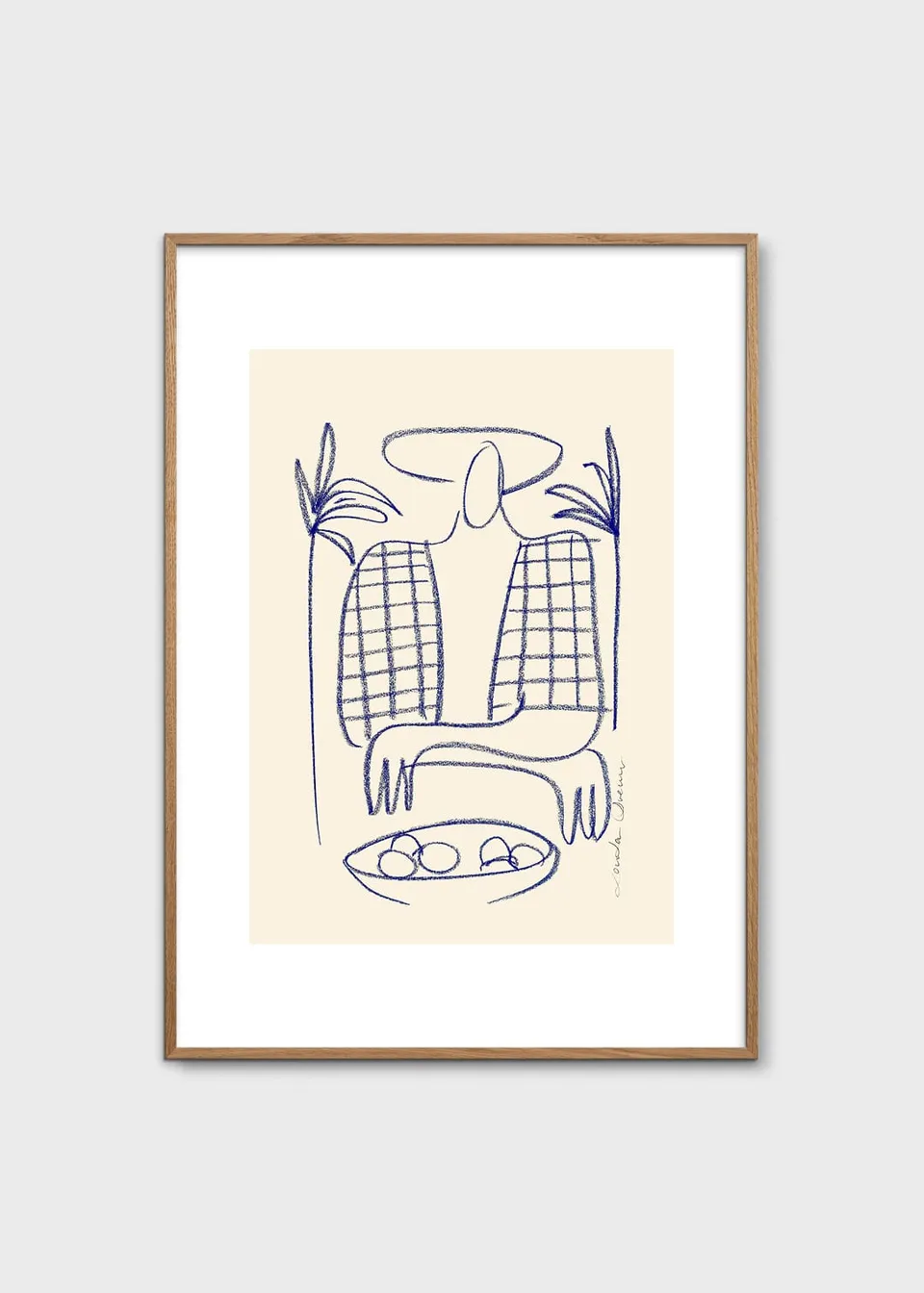 The Poster Club Dimanche Kunstdruck A4 beige blau abstrakt