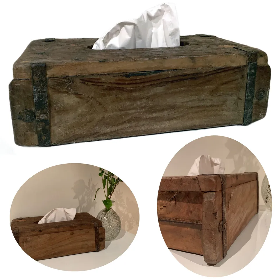 LS-LebenStil Tissue-Box Holz Braun 31cm Ziegelform B-Ware