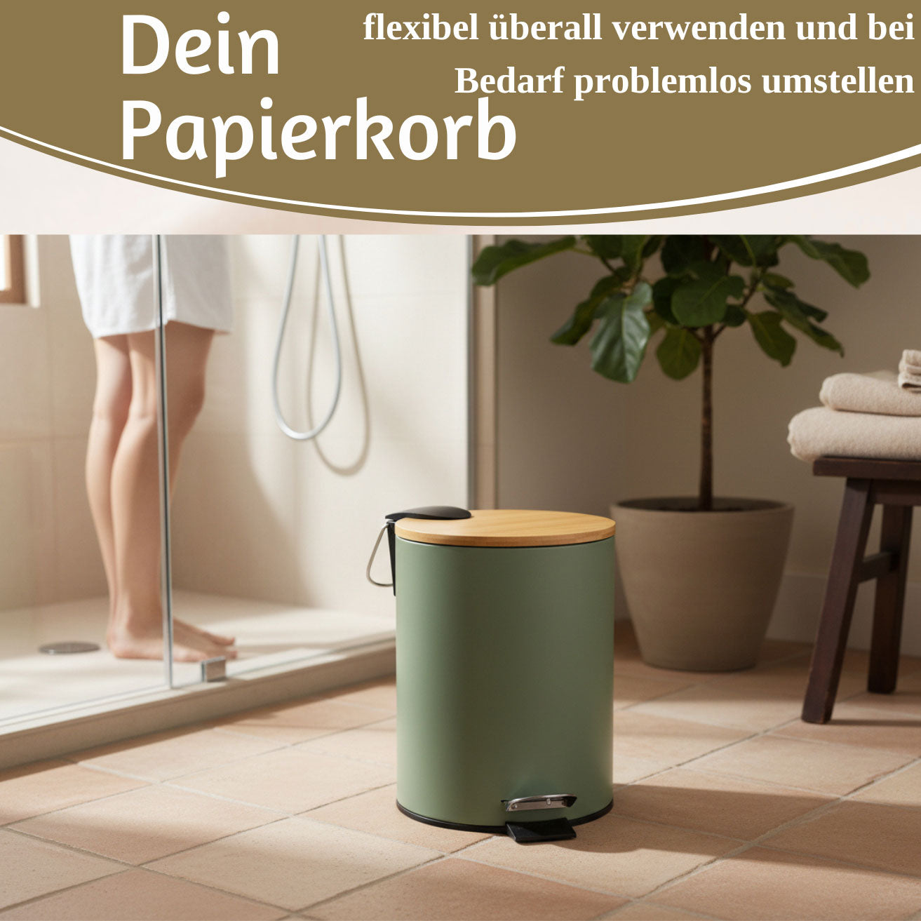 LS-LebenStil Tretmülleimer 3L Grün Rund Soft Close