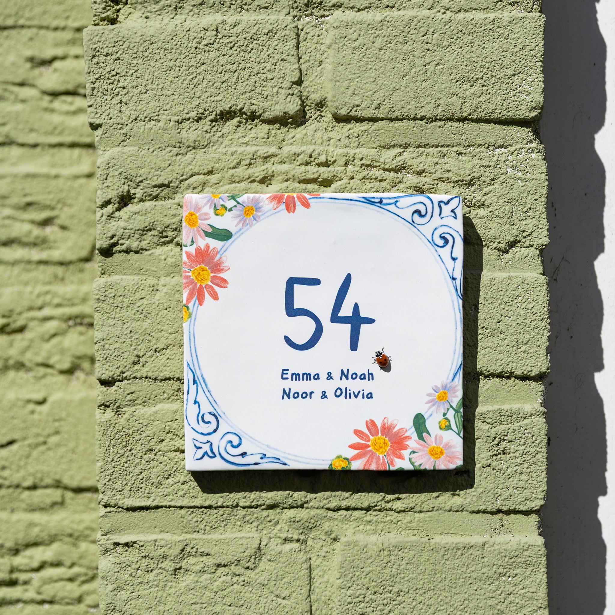 Storytiles Delft Blue Floral Delft Blue Wandfliese Hausnummer 13x13 cm