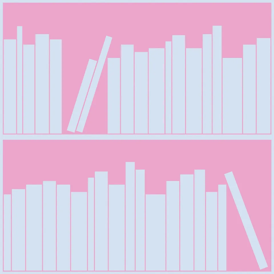 Mineheart Wallpaper Bookshelf Outline Tapete blau rosa