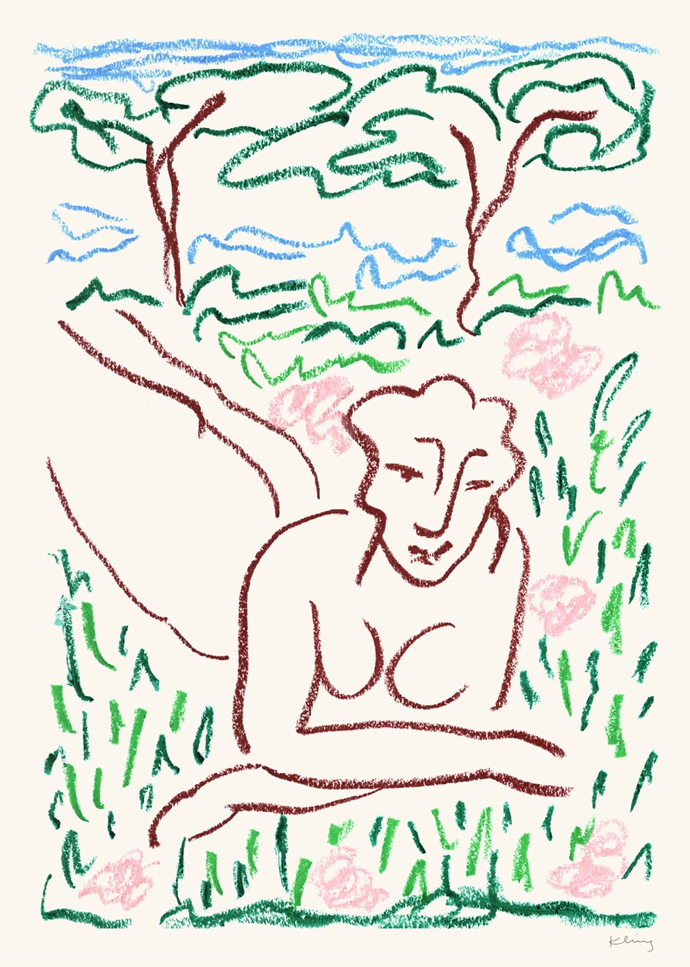 The Poster Club Art Prints Woman in Grass Poster 30x40 cm Frau