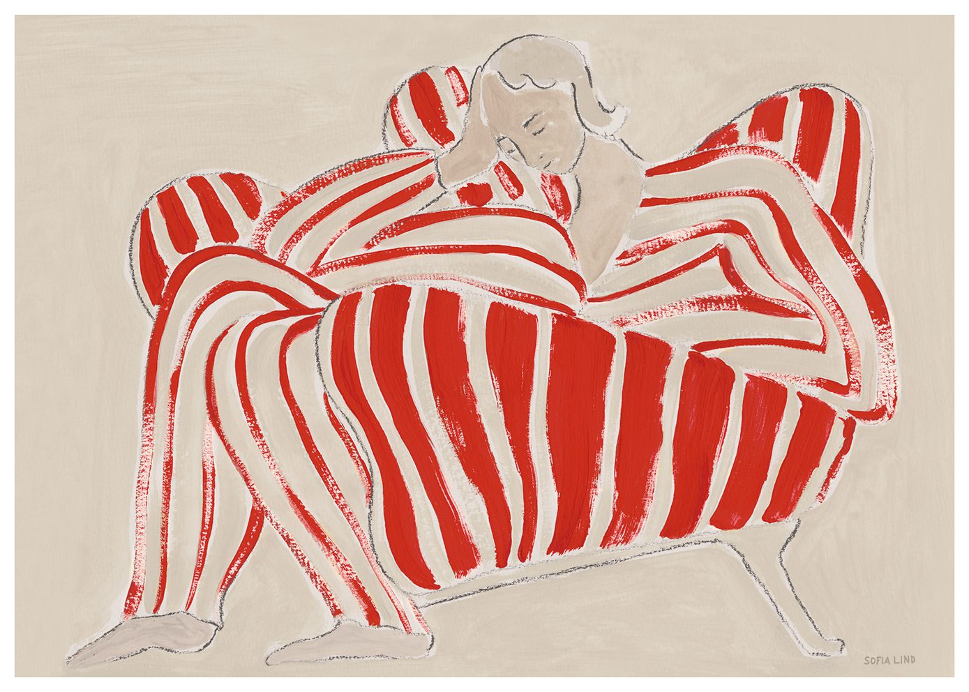The Poster Club Red Chair Kunstdruck 30x40 cm beige rot