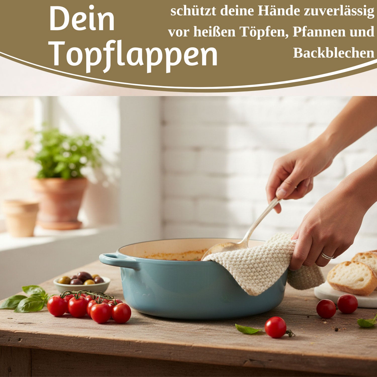 LS-LebenStil Mynte Topflappen Latte Cream 22cm Baumwolle