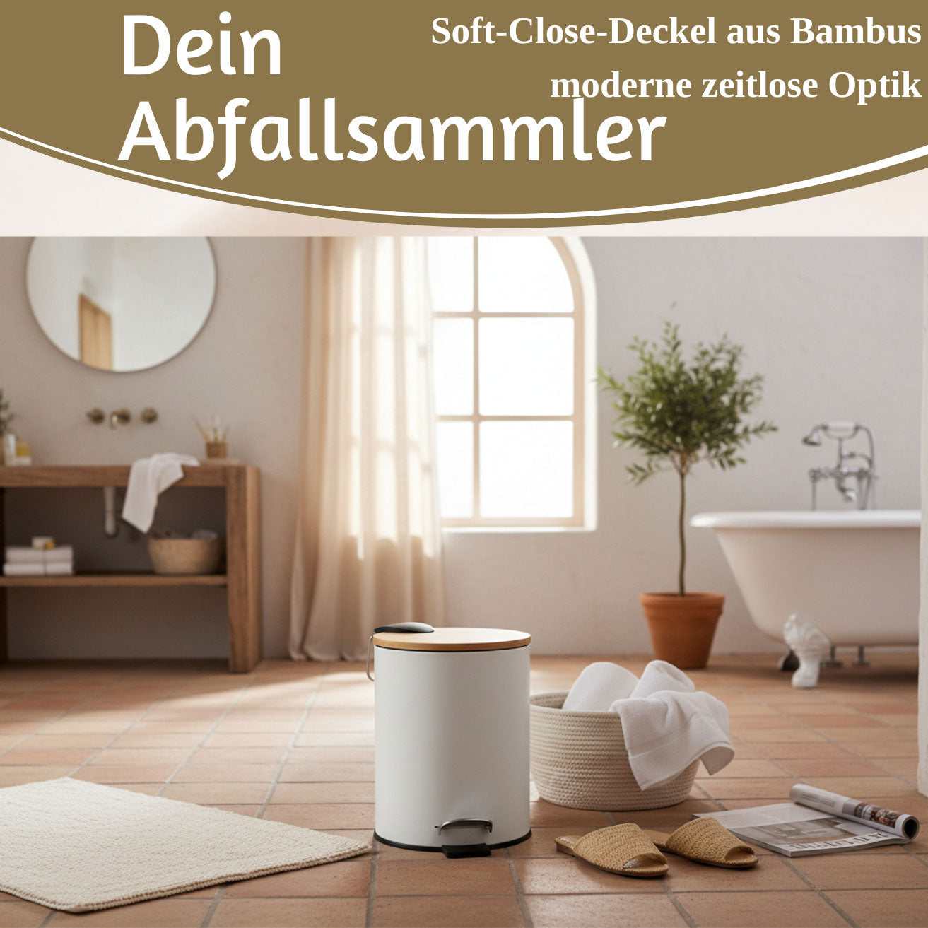 LS-LebenStil Tretmülleimer 3L Weiss Rund Soft Close