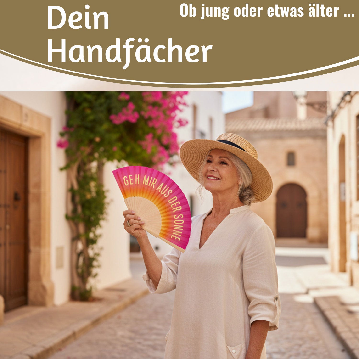 LS-LebenStil Handfächer Holz Pink 42cm faltbar