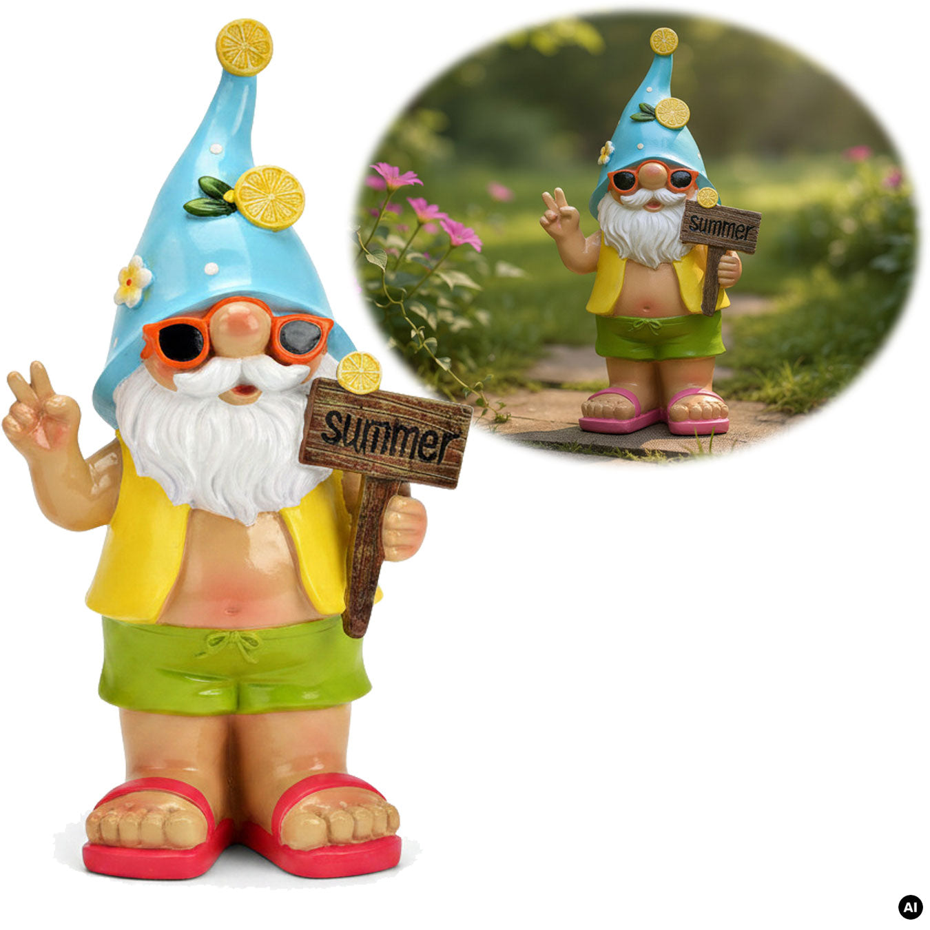 LS-LebenStil Summer Gartenzwerg XL Deko Figur 23cm