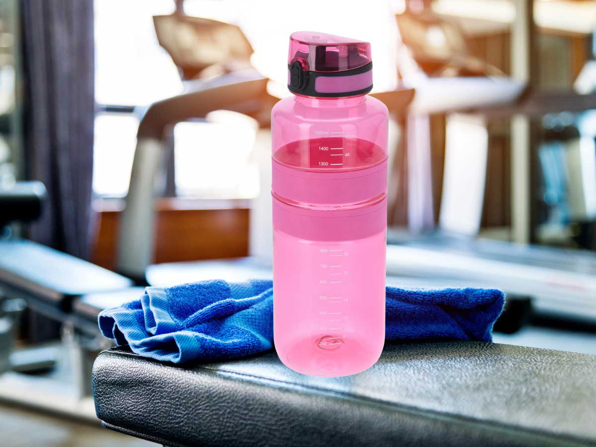 LS-LebenStil Küche & Haushalt XL Sportflasche 1500ml Rot Pink Klappdeckel