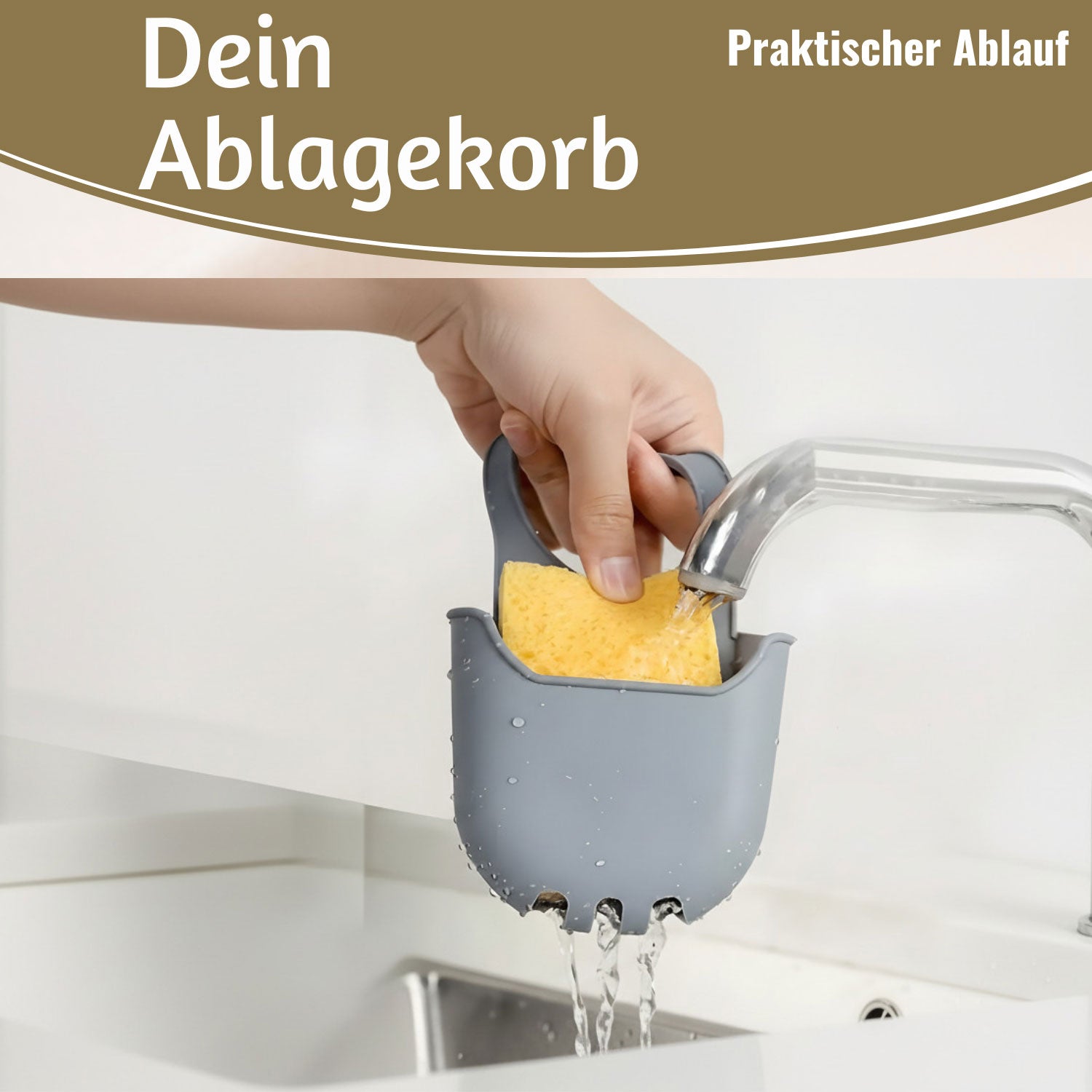 LS-LebenStil Küche Silikon Schwammhalter 2er Set Grau Wasserhahn