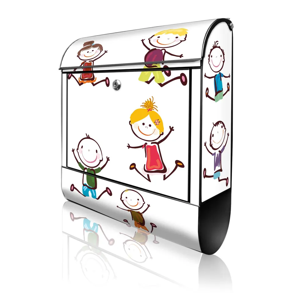 Banjado Briefkasten Happy Kids Stahl Schwarz A4