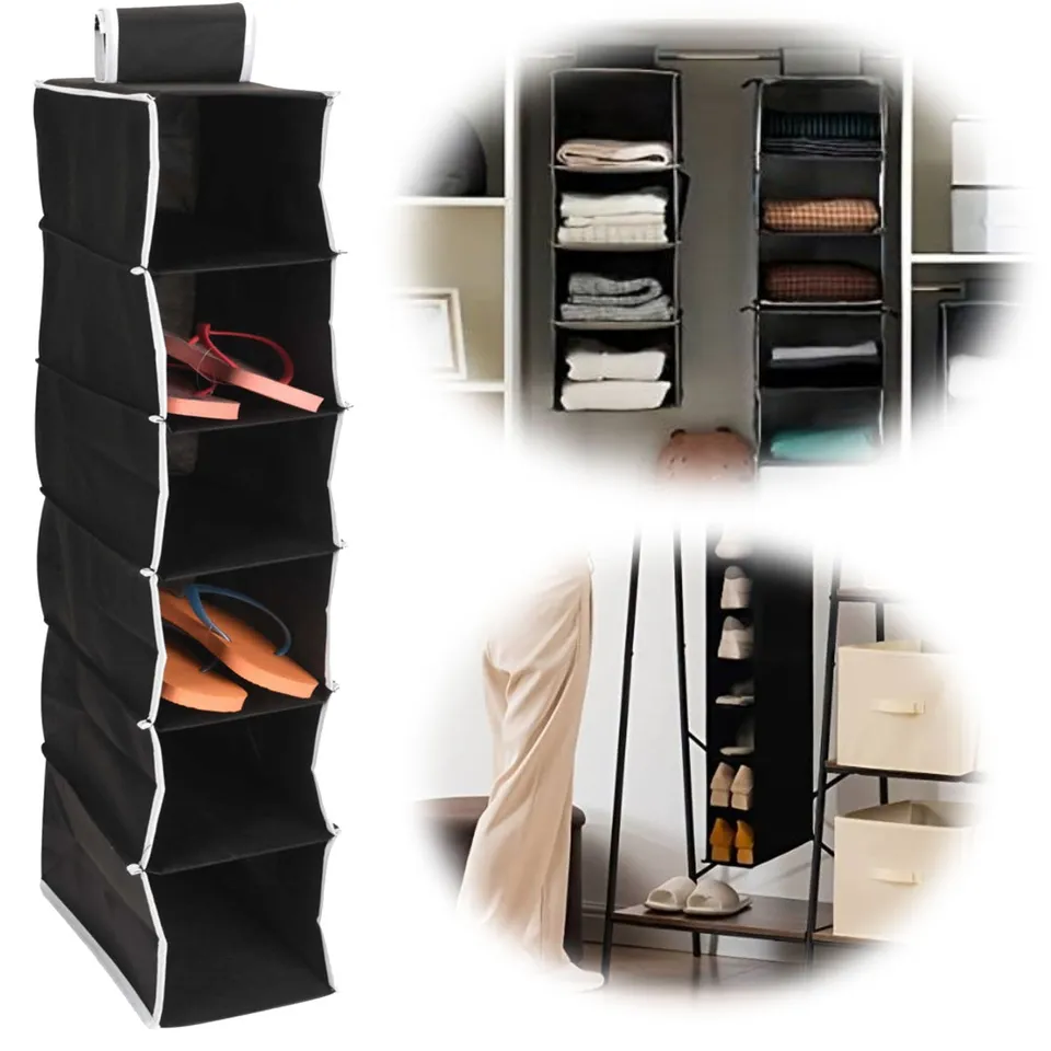 LS-LebenStil Hänge-Organizer 6 Fächer 84x30x15cm Schwarz