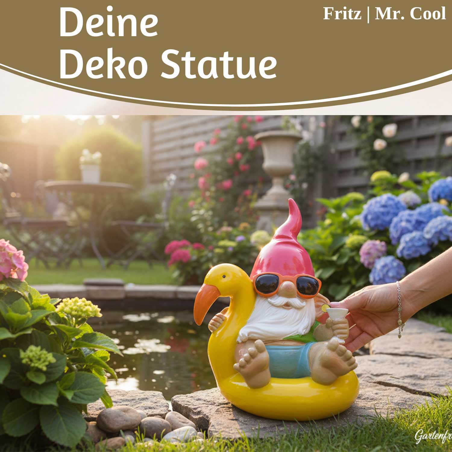 LS-LebenStil Gartenzwerg Gelb Sitzend Dekofigur 17cm