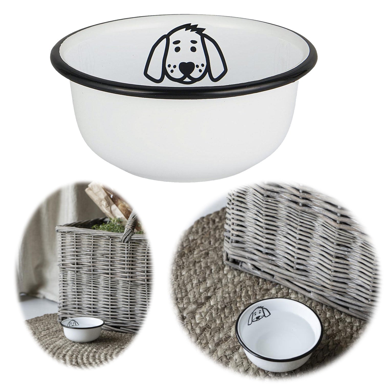 IB Laursen Vintage Fressnapf Hund Emaille Weiß 11x5 cm Hundenapf