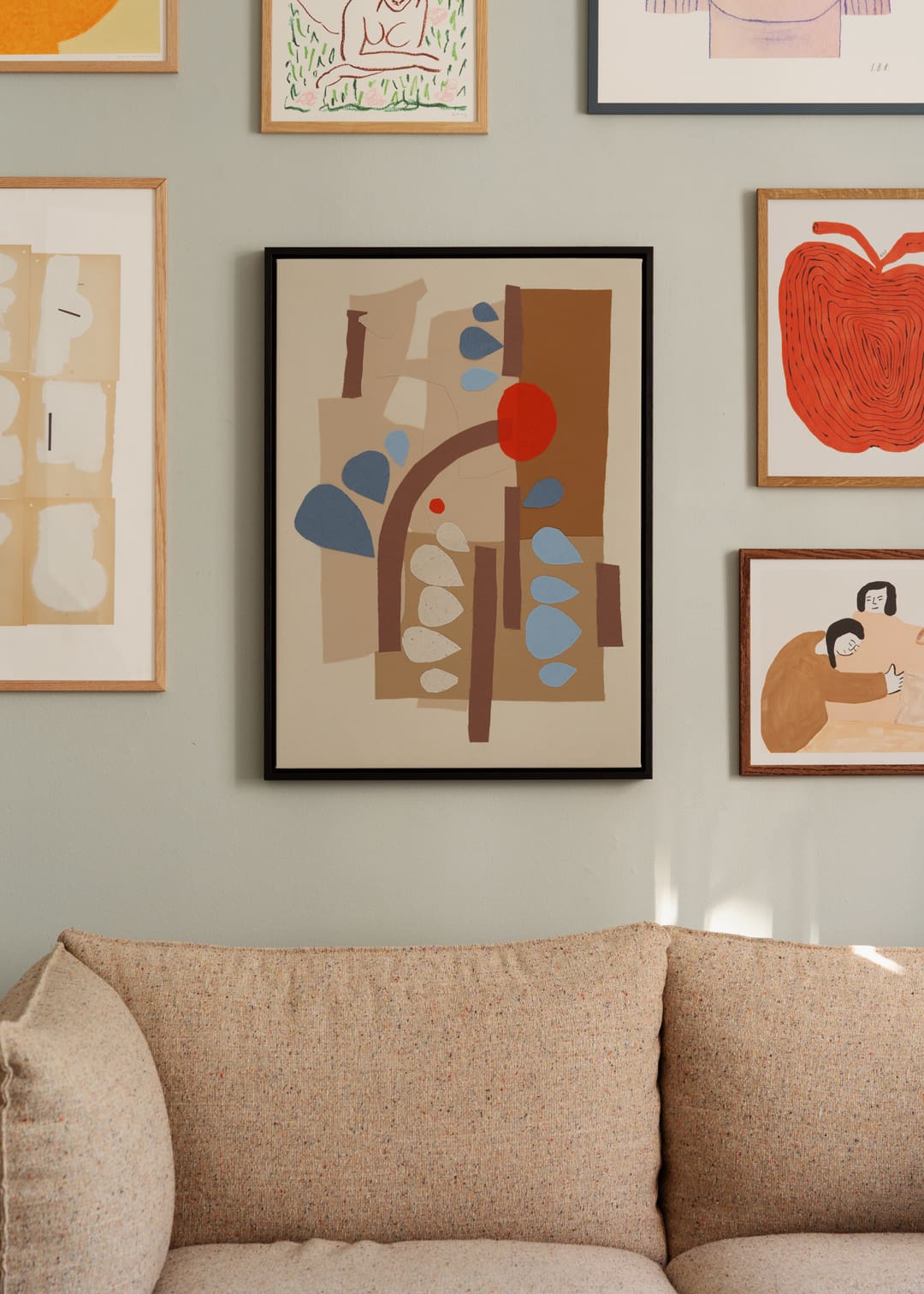 The Poster Club Art Prints Leafy Leinwand 30x40 beige-blau